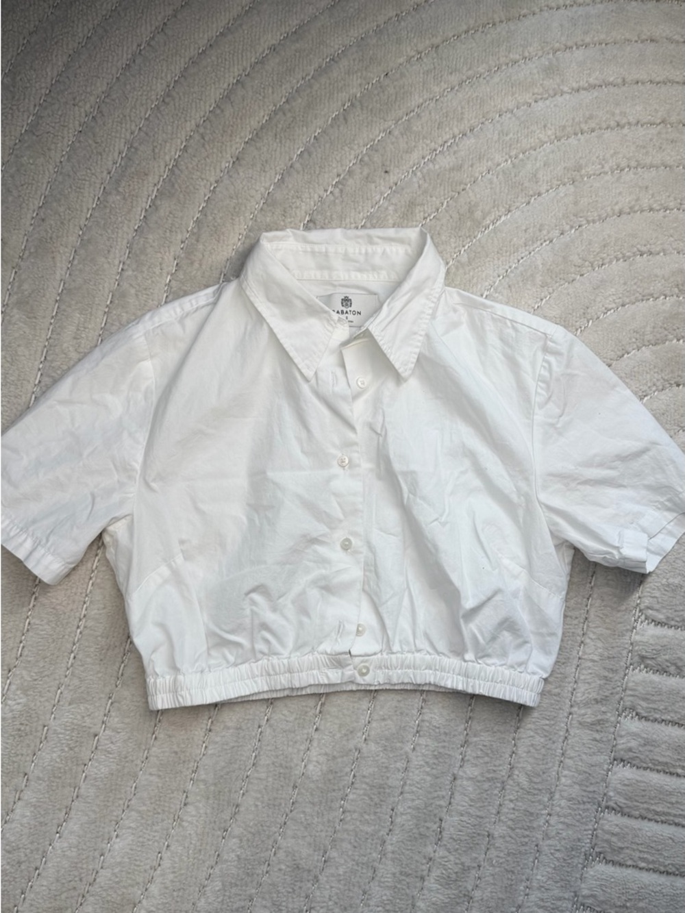 Babaton White Cropped Button-Front Collared Top - Picture 2 of 4